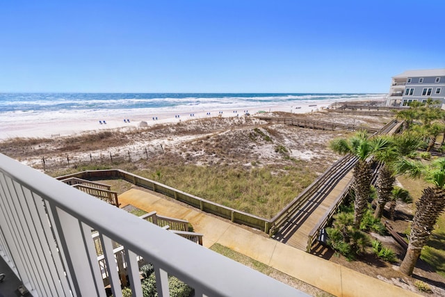 view of water feature featuring a beach view