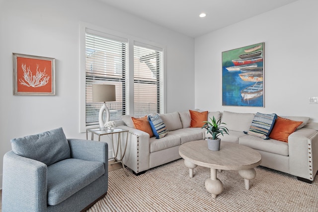 living area featuring recessed lighting