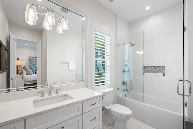 11 Dandelion Dr, Santa Rosa Beach, FL 32459 - ensuite bathroom featuring tile patterned flooring, toilet, vanity, bathtub / shower combination, and recessed lighting