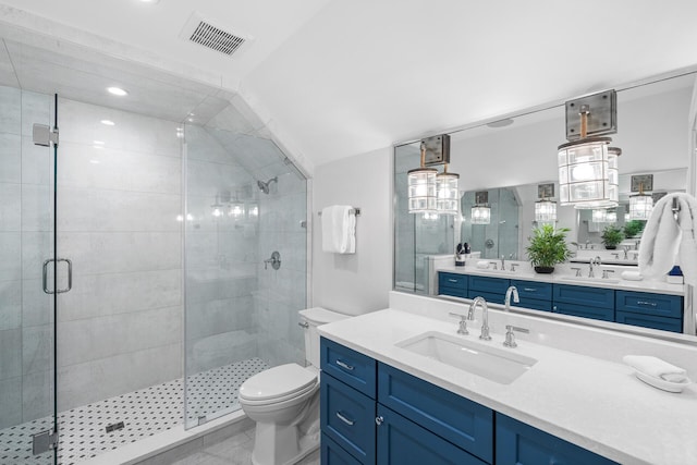 11 Dandelion Dr, Santa Rosa Beach, FL 32459 - bathroom with a stall shower, toilet, vanity, and recessed lighting