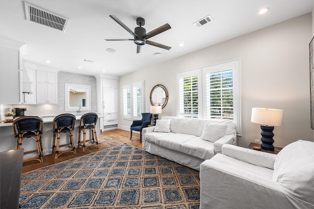11 Dandelion Dr, Santa Rosa Beach, FL 32459 - living area with plenty of natural light, ceiling fan, dark wood-type flooring, and recessed lighting