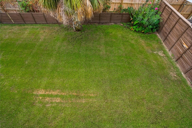 view of yard featuring a fenced backyard