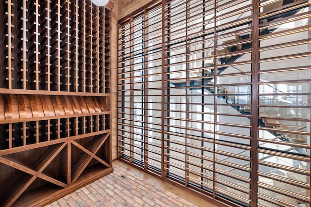 wine area with brick floor