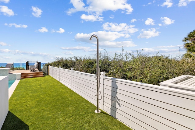 view of yard featuring a fenced backyard