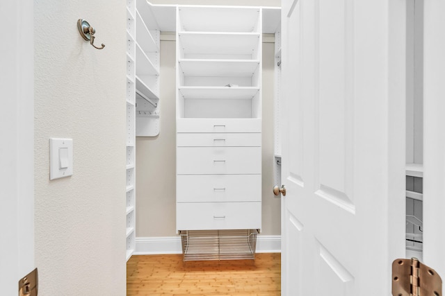 spacious closet with wood finished floors