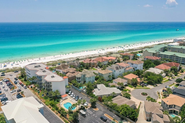 aerial view featuring a view of the beach