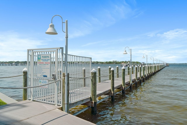 dock area featuring a water view