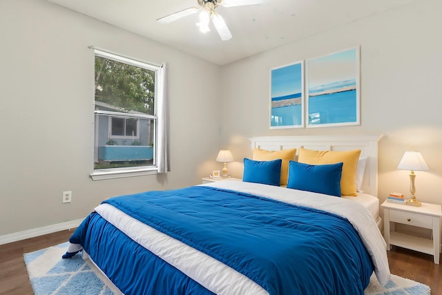 1634 N Campbell Dr, Fort Walton Beach, FL 32547 - bedroom with a ceiling fan, baseboards, and wood finished floors