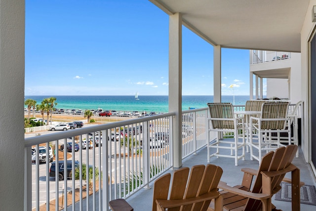 balcony with a water view