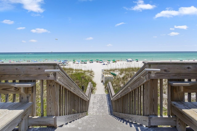 property view of water featuring a view of the beach