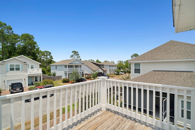 deck with a residential view