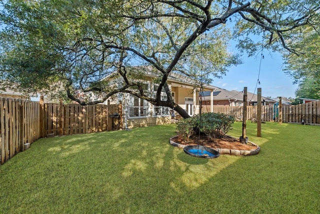 view of yard with a fenced backyard