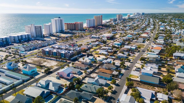 bird's eye view with a water view and a city view