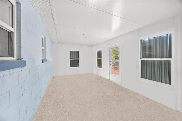 view of unfurnished sunroom