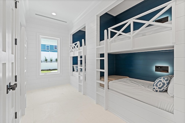 tiled bedroom featuring visible vents and recessed lighting