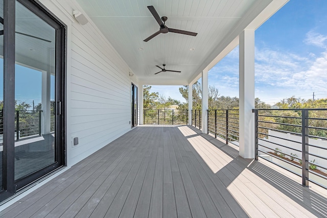 deck featuring a ceiling fan