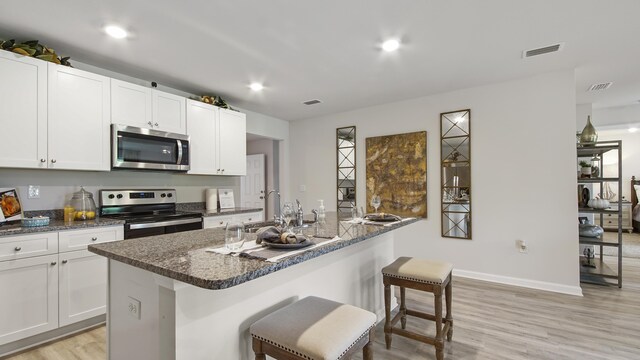 217 Eunola Ln, Freeport, FL 32439 - kitchen with white cabinetry, visible vents, appliances with stainless steel finishes, and light wood finished floors