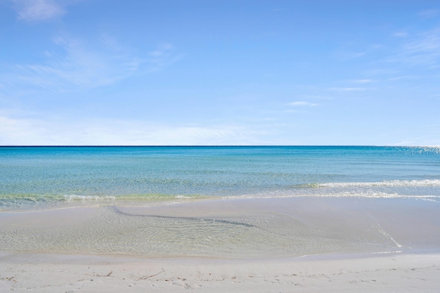 view of water feature with a view of the beach