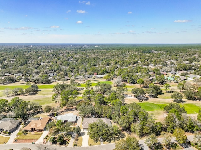 aerial view featuring a residential view and view of golf course