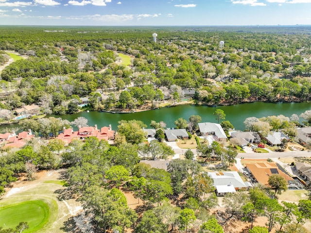 aerial view with a water view and a residential view