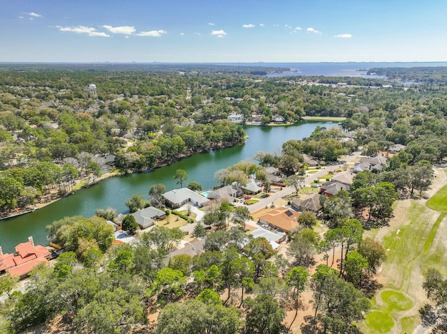 bird's eye view with a water view and a residential view