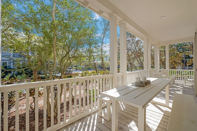 balcony featuring a porch