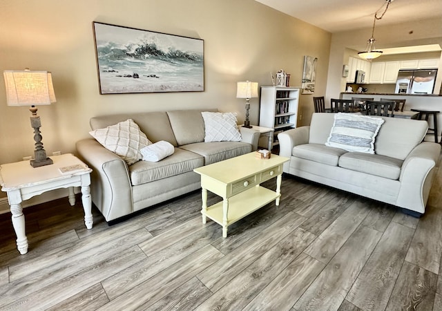 living area featuring wood finished floors