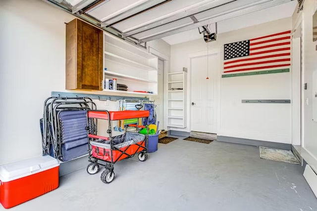 garage with a garage door opener