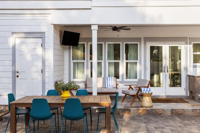 view of patio / terrace with french doors and outdoor dining area