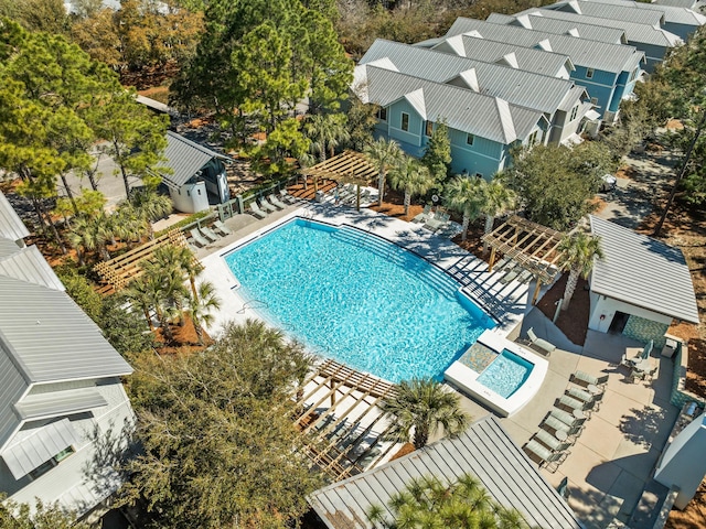 pool with a patio