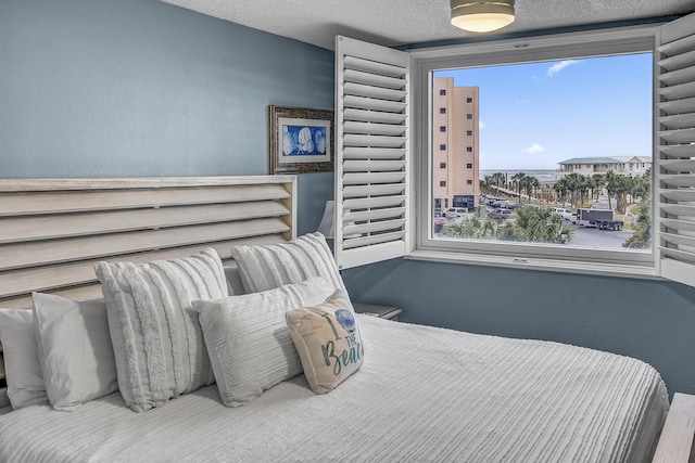 bedroom with a textured ceiling