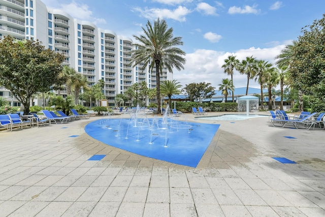 view of pool featuring a patio