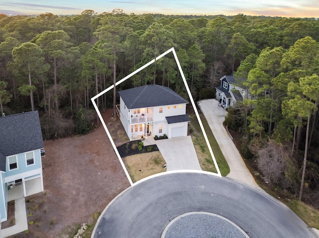 aerial view with a forest view