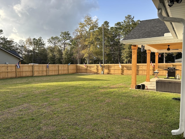 view of yard featuring a fenced backyard