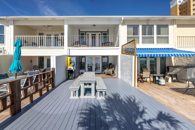 wooden terrace with french doors