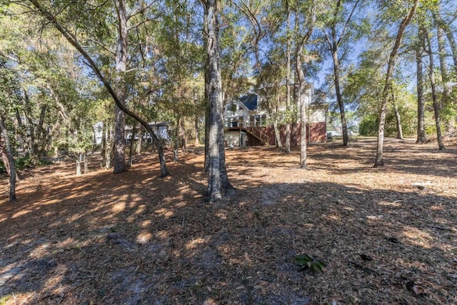 view of yard featuring stairs