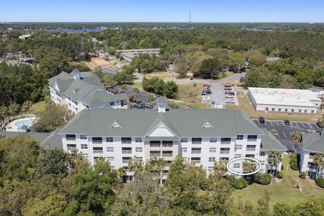 bird's eye view with a forest view