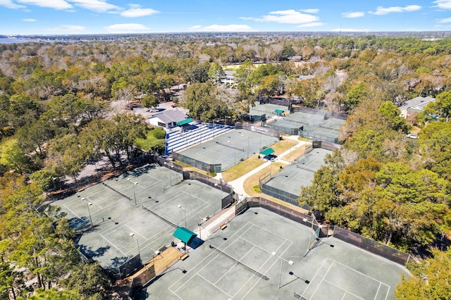 aerial view with a forest view