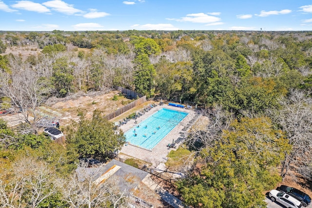 drone / aerial view with a forest view