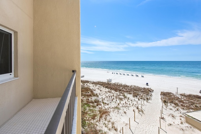 property view of water featuring a view of the beach