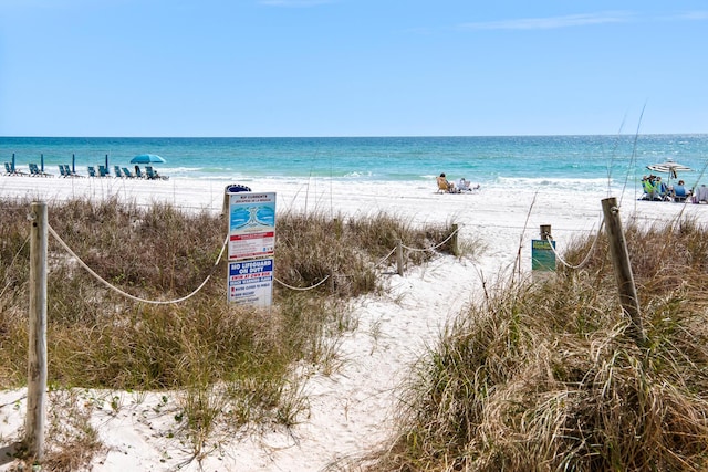 water view featuring a beach view