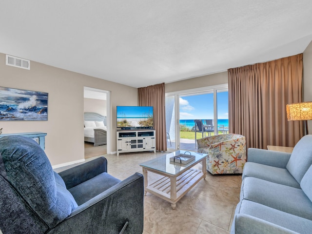 living area with visible vents