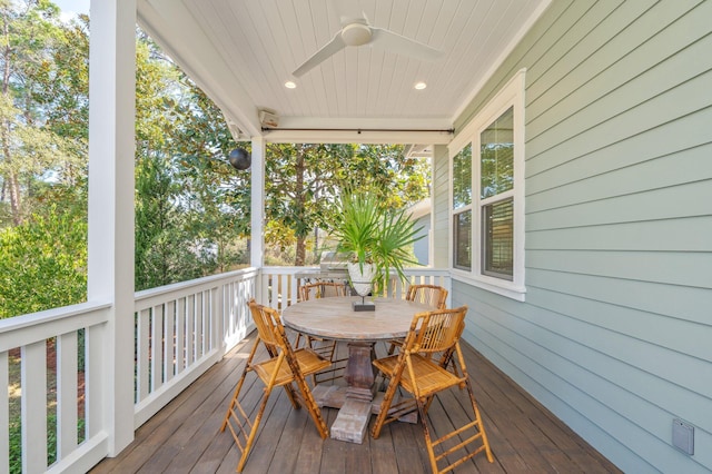 deck with outdoor dining space