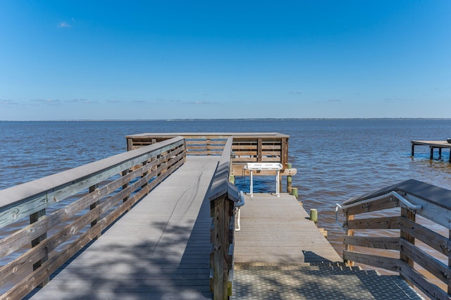 dock area with a water view