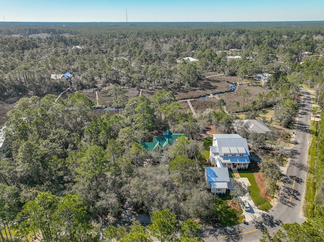 aerial view with a forest view