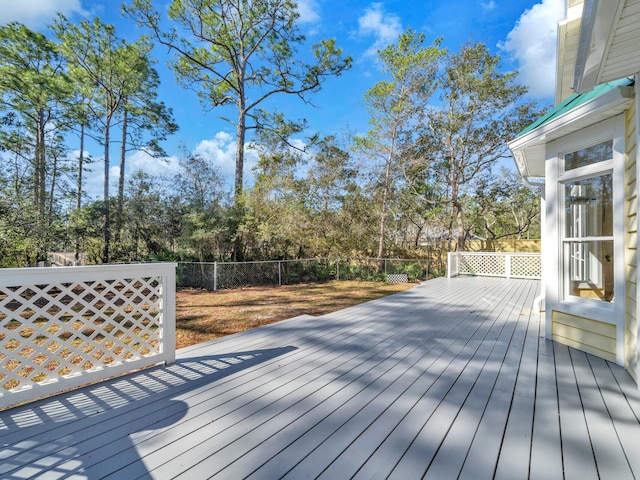 deck featuring fence