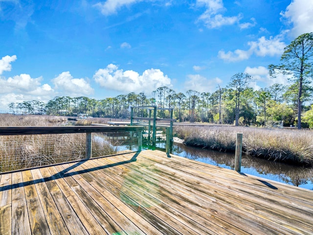 dock area with a water view