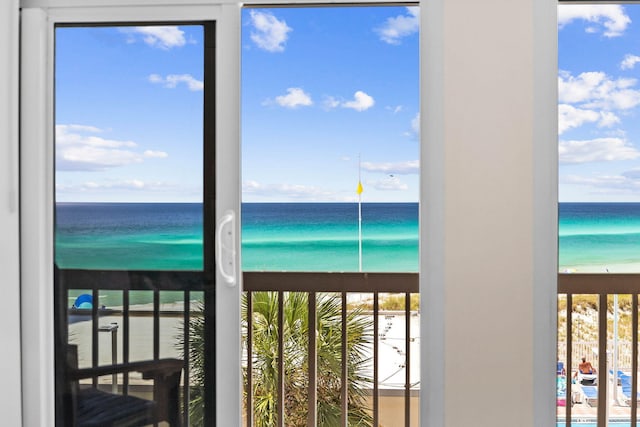 view of water feature featuring a view of the beach