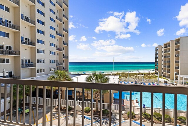 property view of water with a beach view