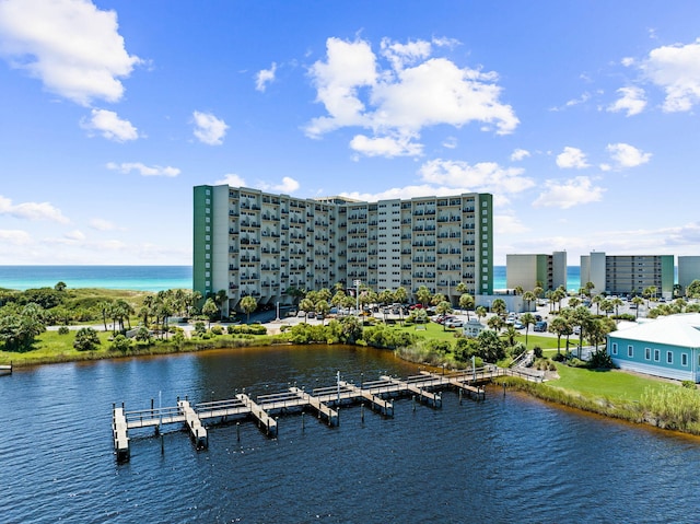 water view featuring a boat dock